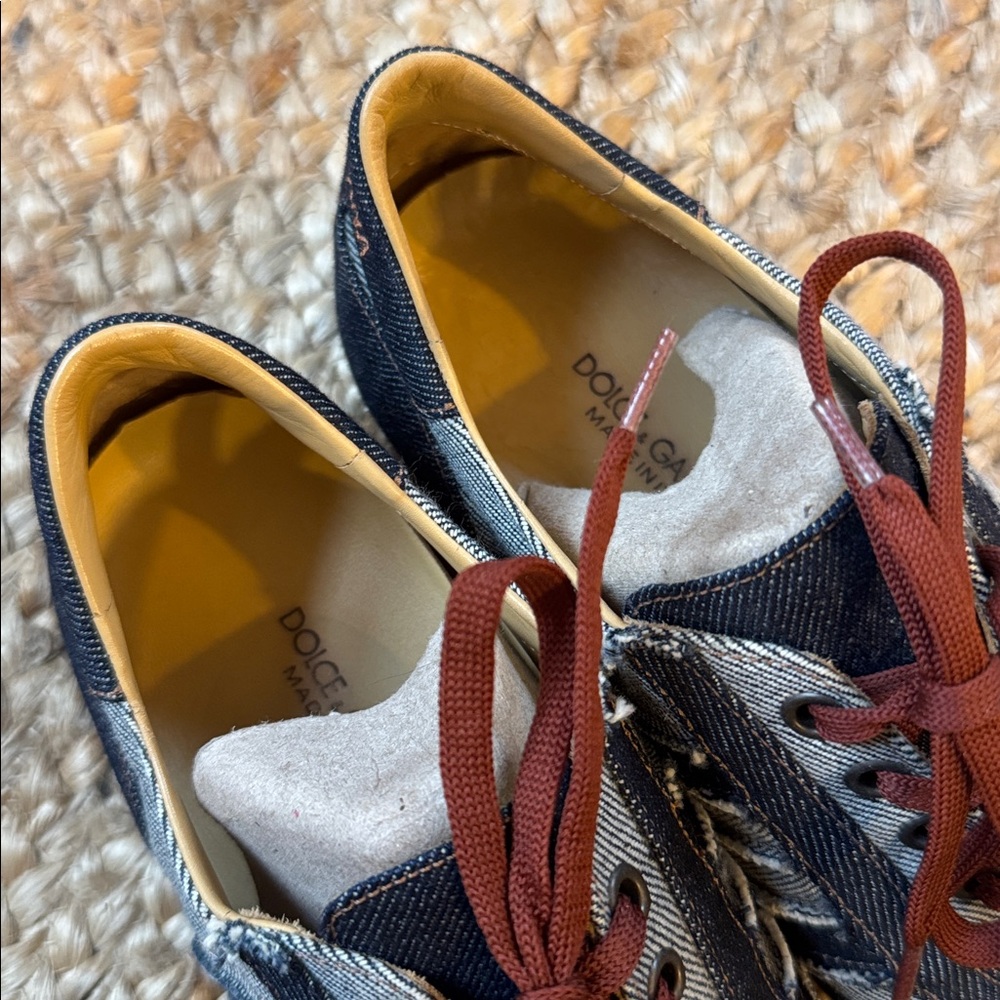 Dolce & Gabbana Denim Athletic Sneakers with Brown Laces - Picture 3 of 11